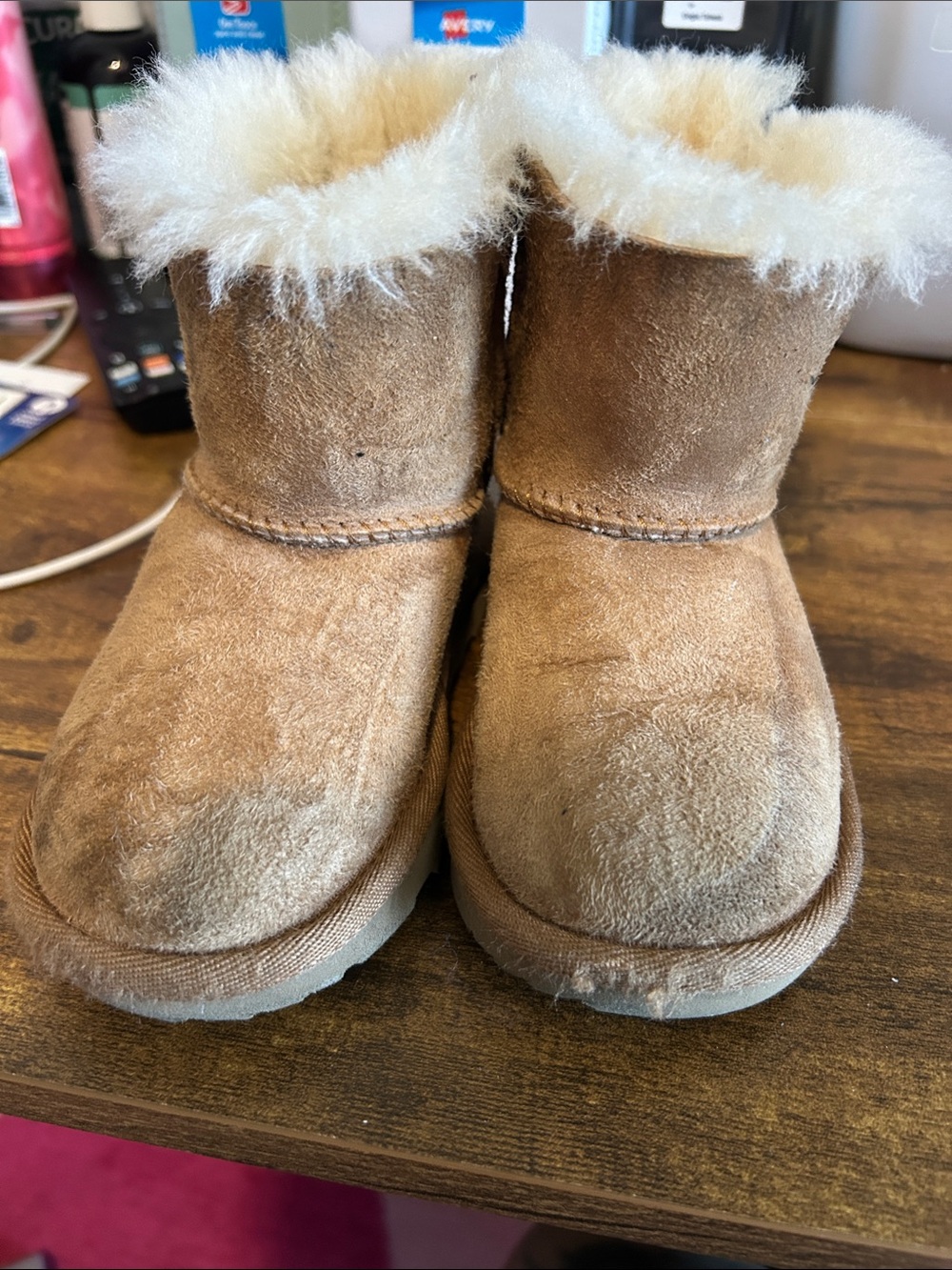 Toddler Chestnut Faux-Suede Shearling Boots